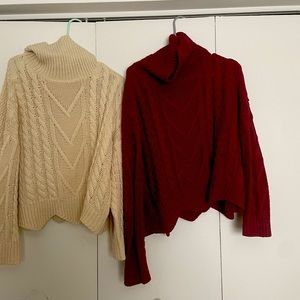 Lulus Call Me Cozy Cable Knit Sweaters, cream and wine - both for $40!